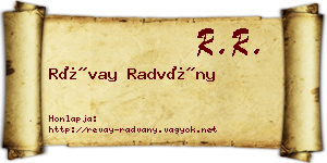 Révay Radvány névjegykártya